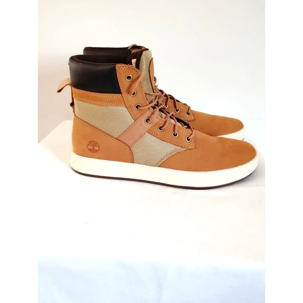 Timberland Square Davis Chukka Boots Tan Leather Textile Men 9.5 Streetwear NWOT